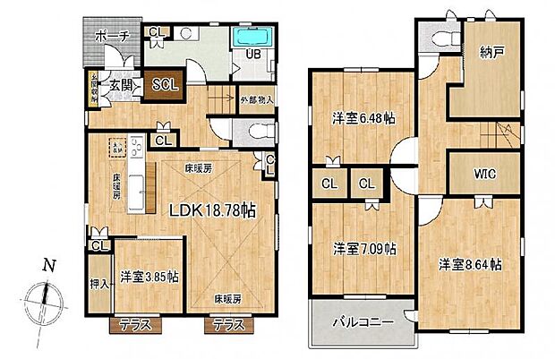 WICや納戸を完備の間取り！