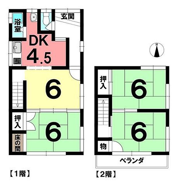 中古戸建　市街化区域(4DK)の間取り