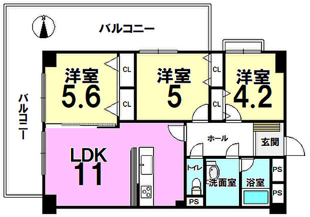 ハイマートあびこ(3LDK) 7階の間取り