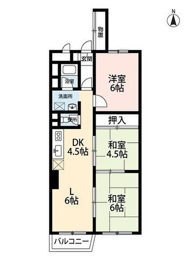 グランドハイツ澄川Ｂ棟(3LDK) 3階の間取り