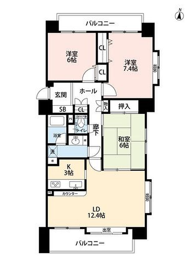 アルス麻生(3LDK) 4階の間取り