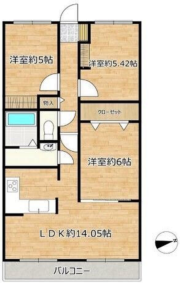 セザール平岸台(3LDK) 4階の間取り