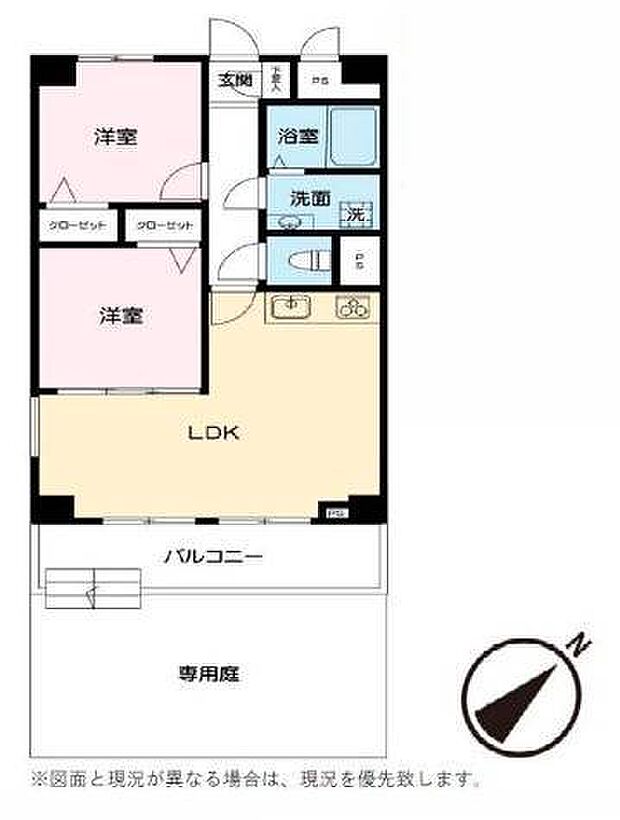 東建池袋要町マンション(2LDK) 1階の間取り