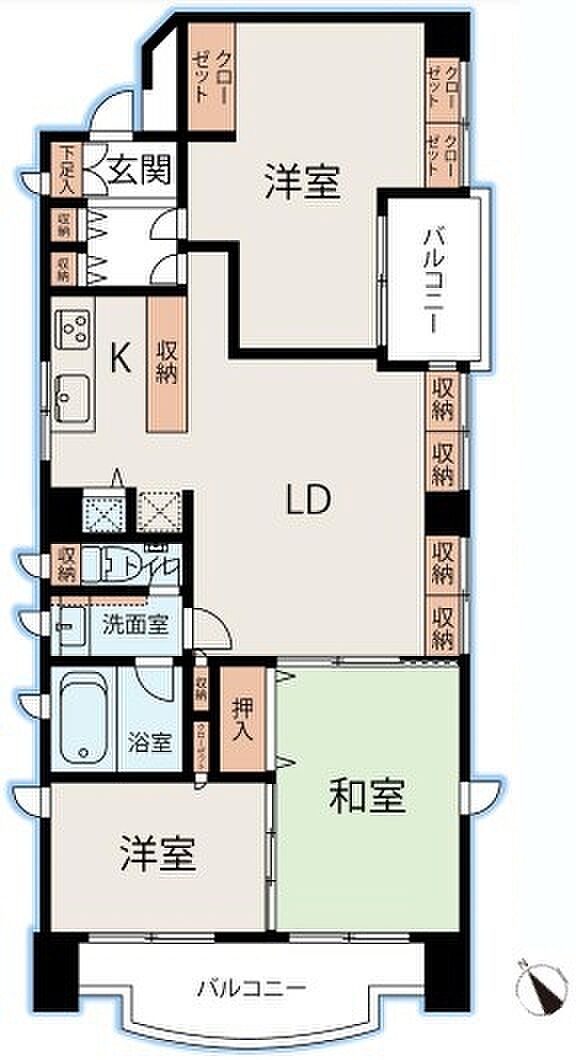 ドミールセブン(3LDK) 4階の間取り