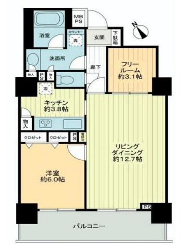 ライオンズタワー池袋(1SLDK) 19階の間取り