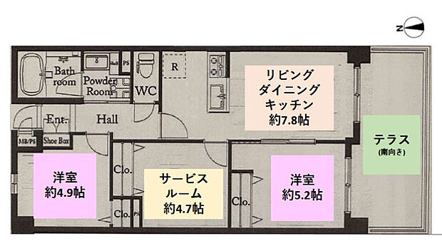 ライオンズガーデン竹の塚(2SLDK) 1階の間取り