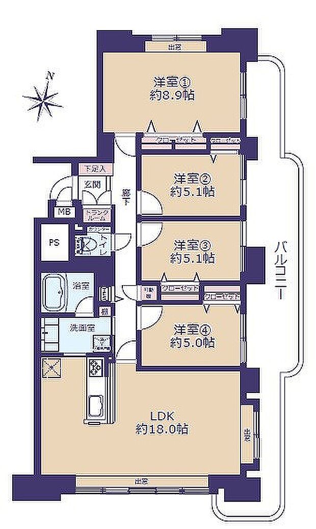 リーベンデール13(4LDK) 11階/1101の間取り