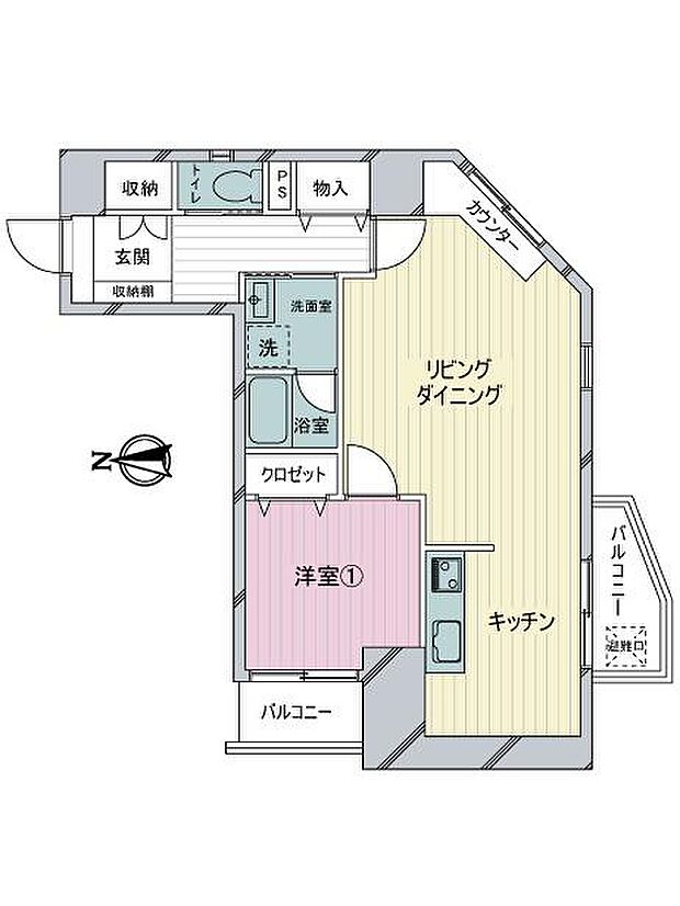 フォンテーヌ目黒(1LDK) 10階の間取り