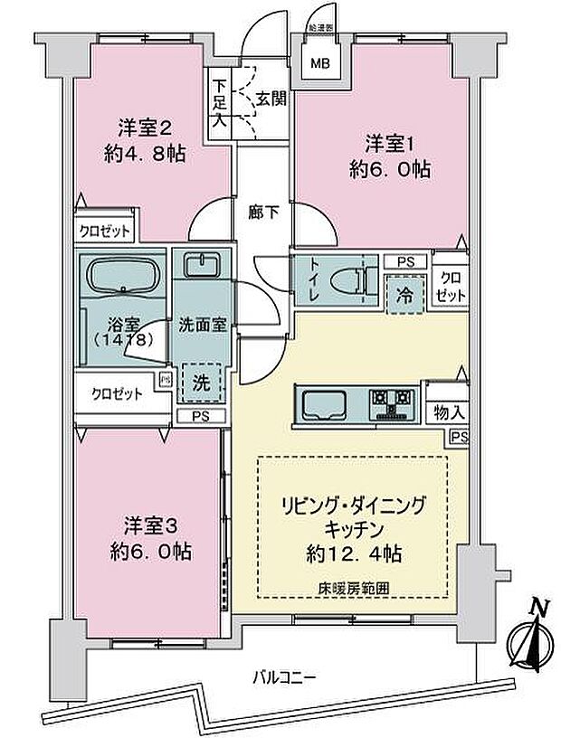 コニファーコート志村弐番館(3LDK) 2階の間取り