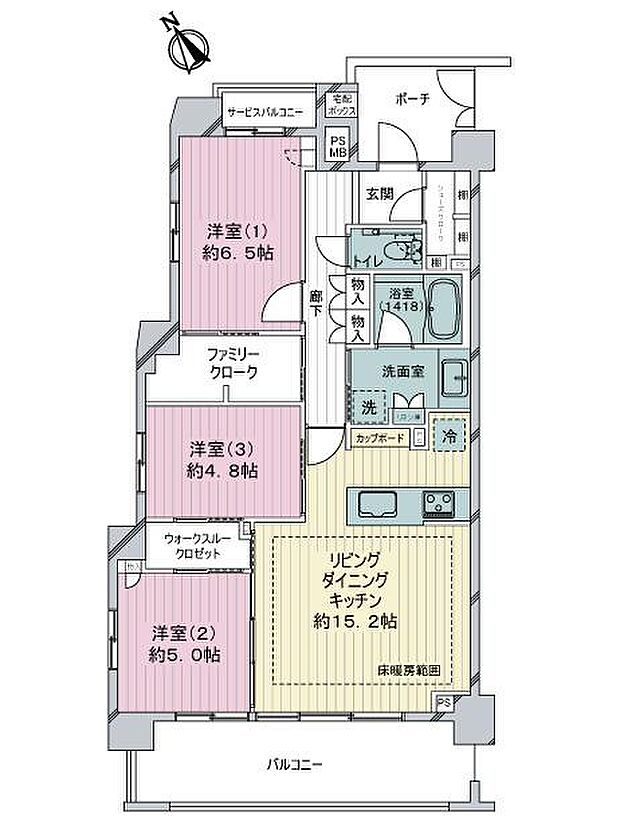 クリオ横濱弘明寺(3LDK) 2階の間取り