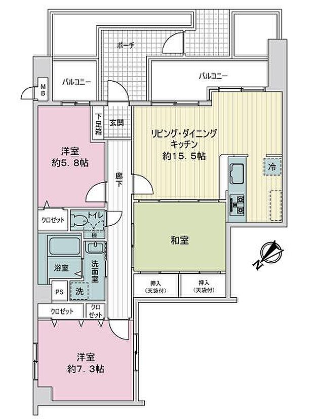 サーパス慶万(3LDK) 1階の間取り