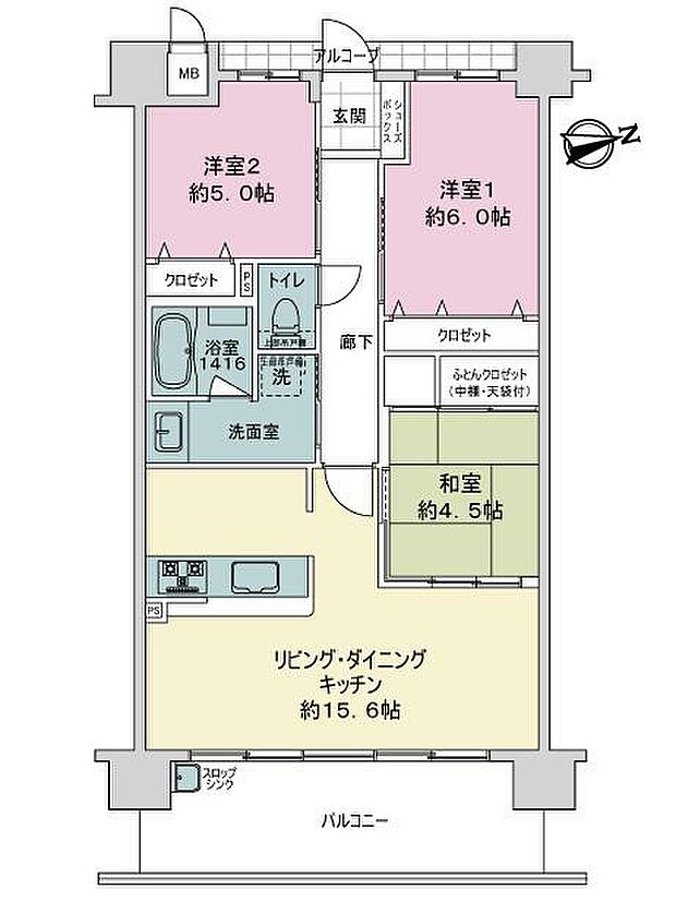 アルファステイツ太田中央公園(3LDK) 2階の間取り