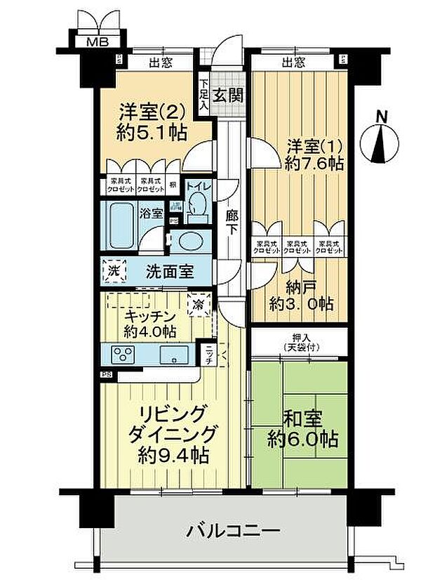 サーパス空港通第2(3SLDK) 8階の間取り