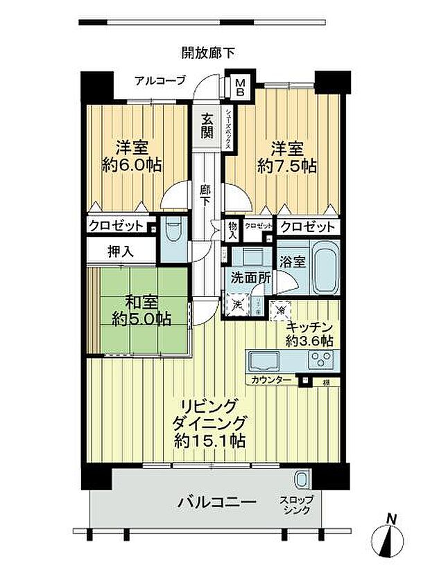 アルビオ・ガーデン倉敷中庄(3LDK) 9階の間取り