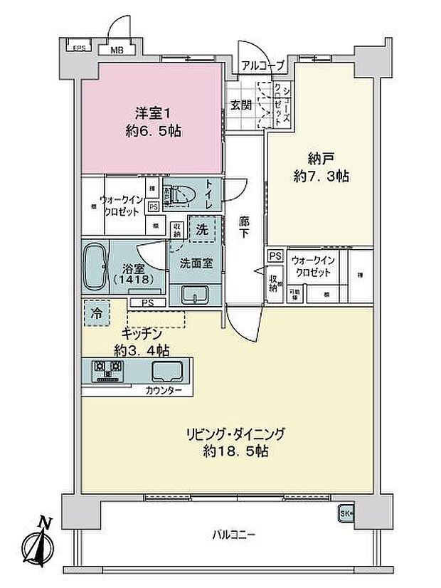 サーパス三島楽寿園(1SLDK) 5階の間取り