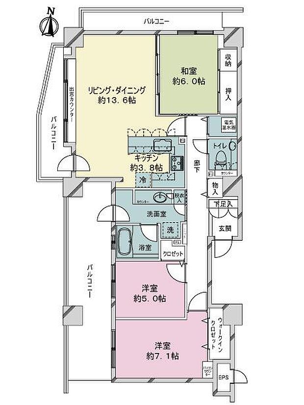 アイビーハイム札幌ツインタワーウエストポルト(3LDK) 2階の間取り