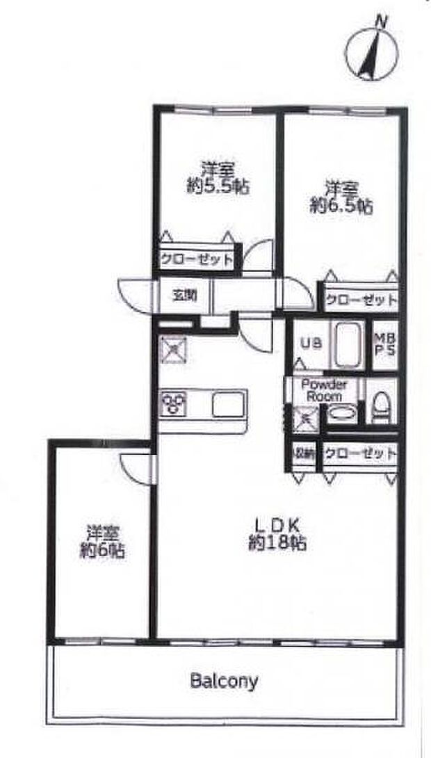 県ドリームハイツ20号棟(4LDK) 7階の間取り