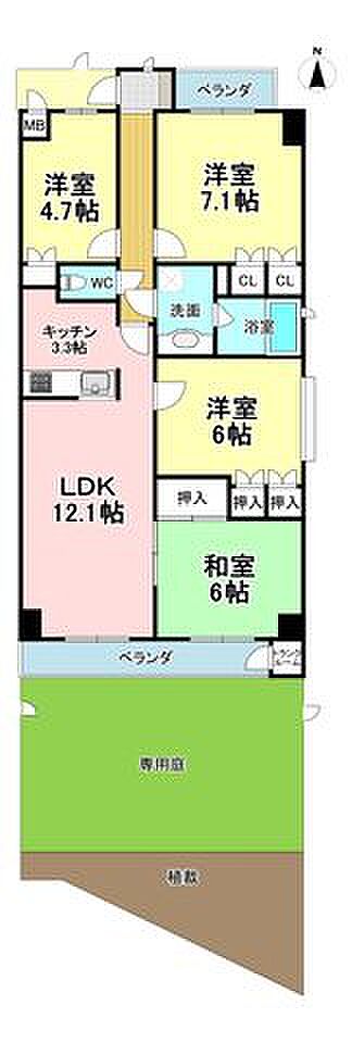 サーパス三輪(4LDK) 1階の間取り