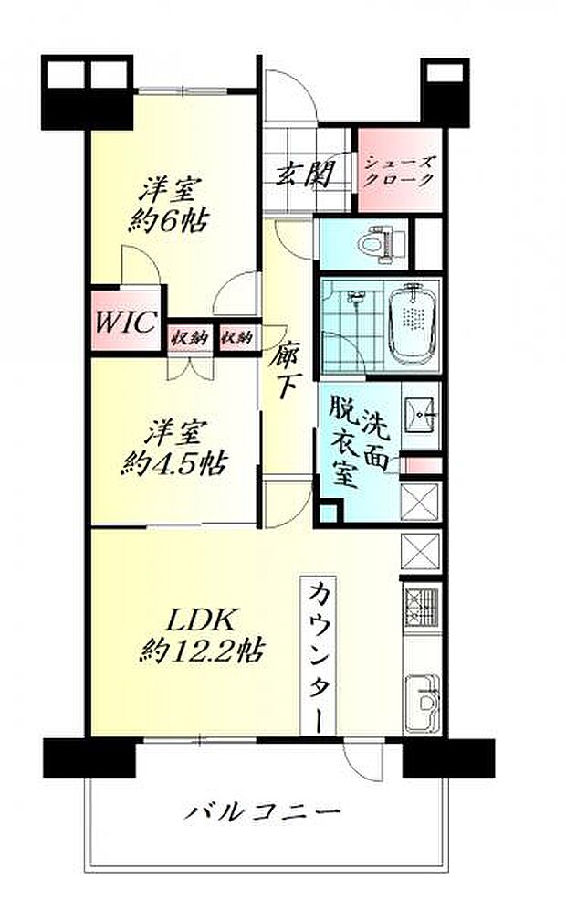 プレシスあすと長町(2LDK) 13階の間取り