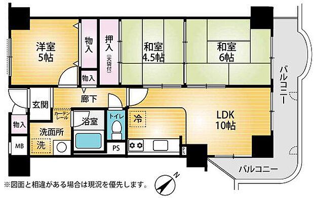 朝日プラザ長堀西(3LDK) 12階の間取り