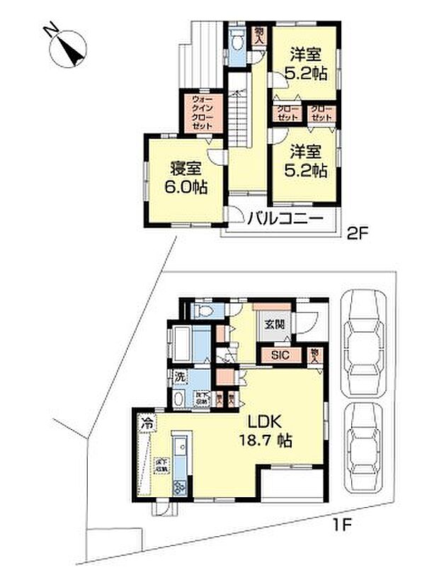 千葉市中央区鵜の森町　中古戸建(3LDK)の間取り