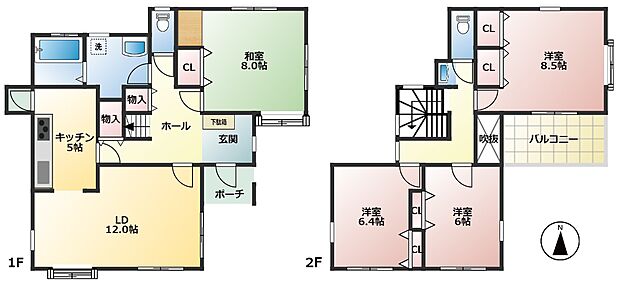 三菱地所ホーム施工の耐震性に優れた2×4住宅です。使い勝手の良い間取りです。広めのバルコニーが特徴です。