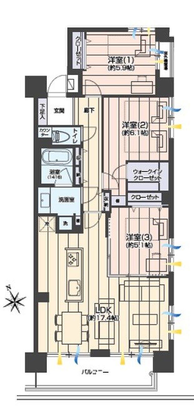 新規内装フルリフォーム済み！全室採光あり！