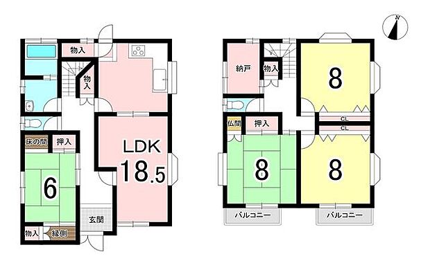 中古戸建　小牧市二重堀(4SLDK)の間取り