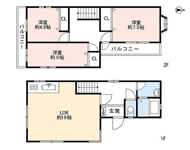 船橋市松が丘三丁目　戸建(3LDK)の間取り