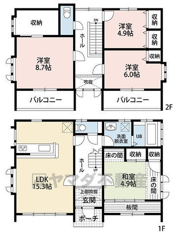 趣のある和室がある、3LDK。各種、収納も揃っており吹抜けのある開放感のあるお住まいです。