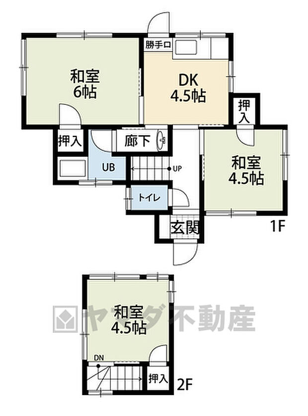 和室が3部屋の3DK。 2階建ての中古戸建です。