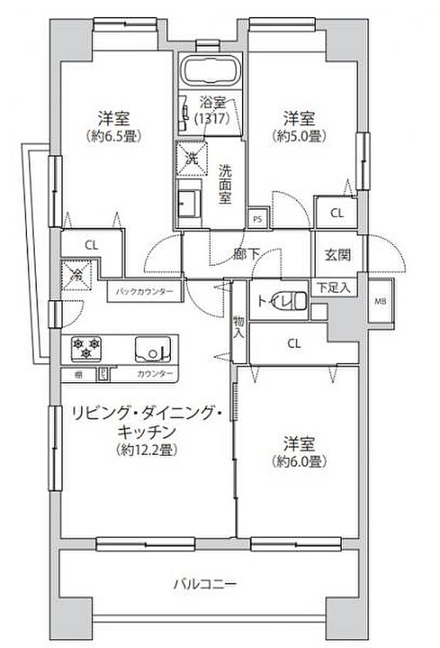 ご家族にオススメの3ＬＤＫ間取り。