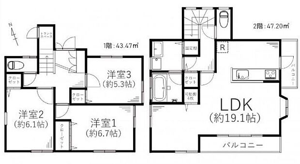 ご家族にオススメの3ＬＤＫ間取り。