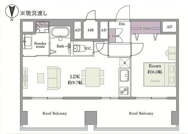 成城エコーハイツ(1LDK) 5階の間取り