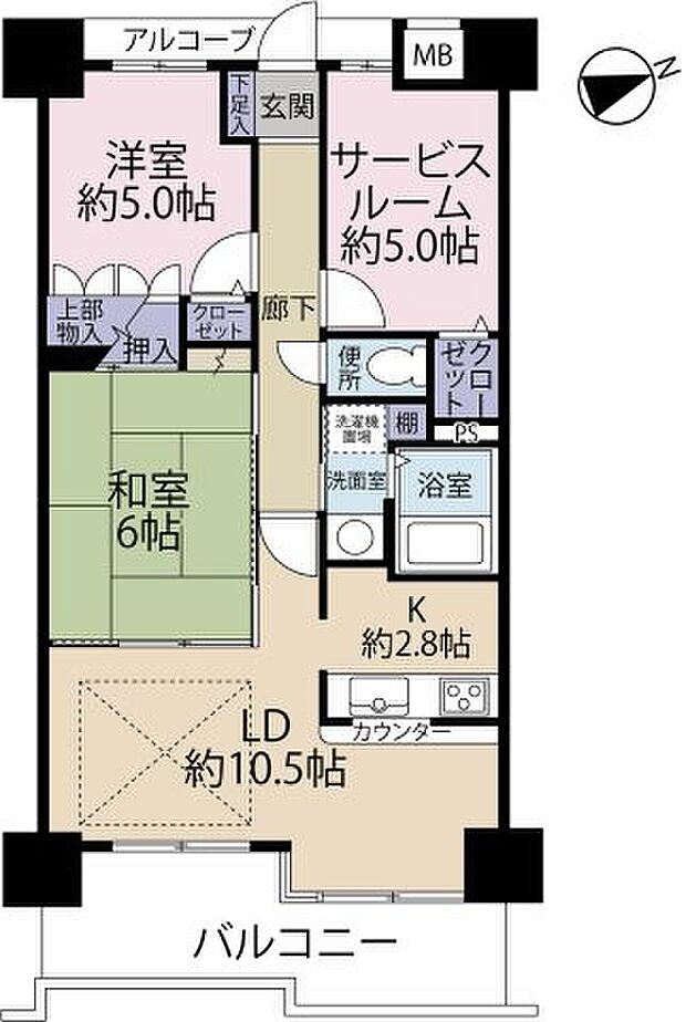 スカイハイツ中須(2LDK) 5階の間取り