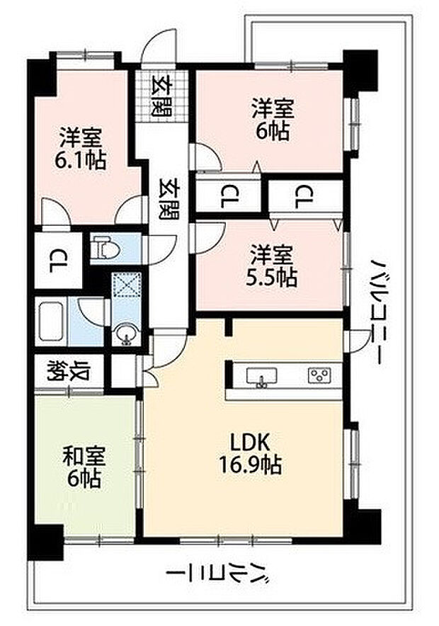 フローレンス中須(4LDK) 9階の間取り