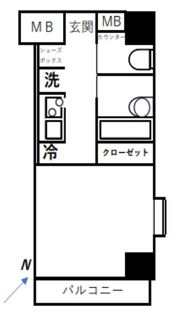 トーシンフェニックス初台(1K) 14階の間取り