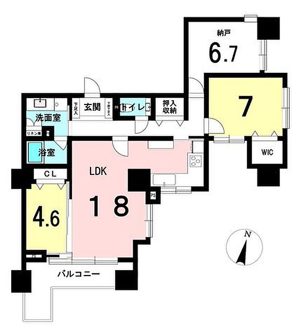 ユニーブル大通アルファスクエア(2SLDK) 12階の間取り