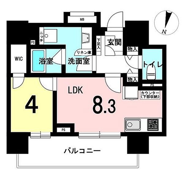 ブランズタワー札幌大通公園(1LDK) 18階の間取り