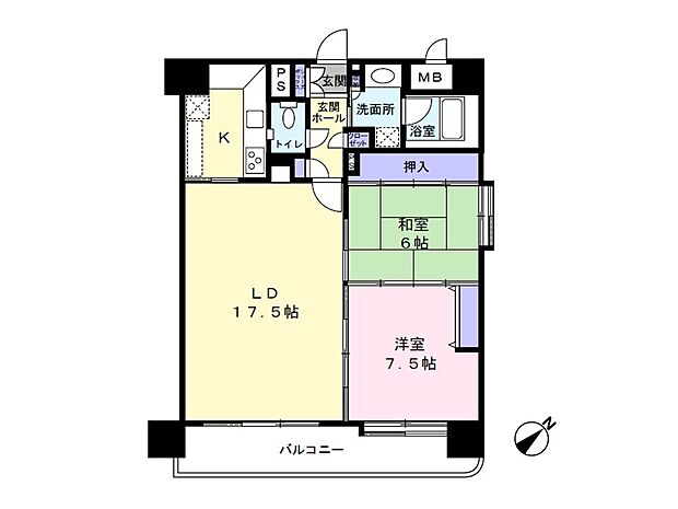 7階の角部屋です。南東向きバルコニーからは雄大な信濃川を臨めます。