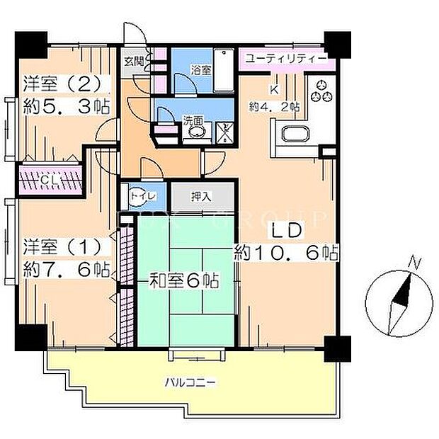 南向き角住戸！緑を楽しむことができる開放的なバルコニーが魅力的。トランクルームなど収納も充実♪