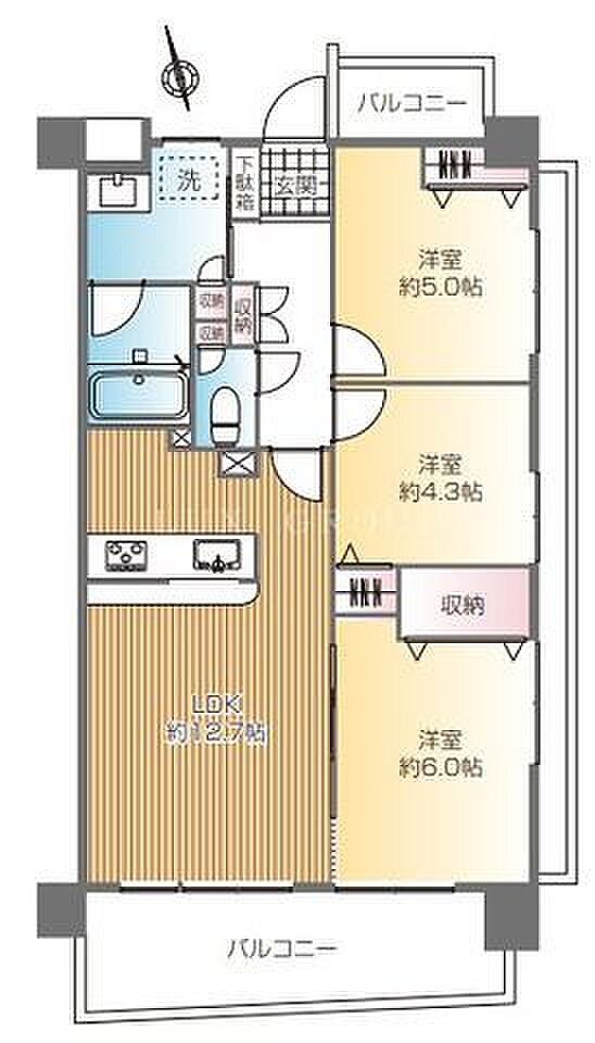 最上階＆角部屋！南向きにつき陽当たり・眺望・通風良好。快適な3LDK住戸。