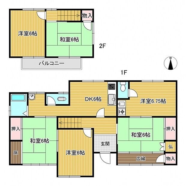 １Ｆは４ＤＫ・２Ｆに和洋室各１部屋