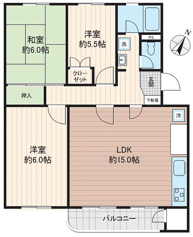 間取り：3LDK　　専有面積：72.98ｍ2　一部リフォーム歴がございます。