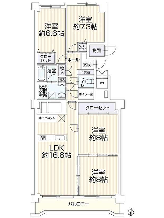 クリーンリバー南麻生B棟(4LDK) 5階/509の間取り