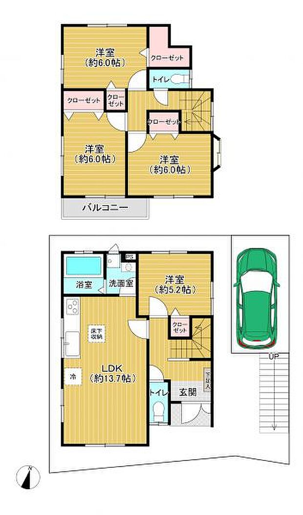 4LDK　土地面積：100.99平米　建物面積：91.08平米