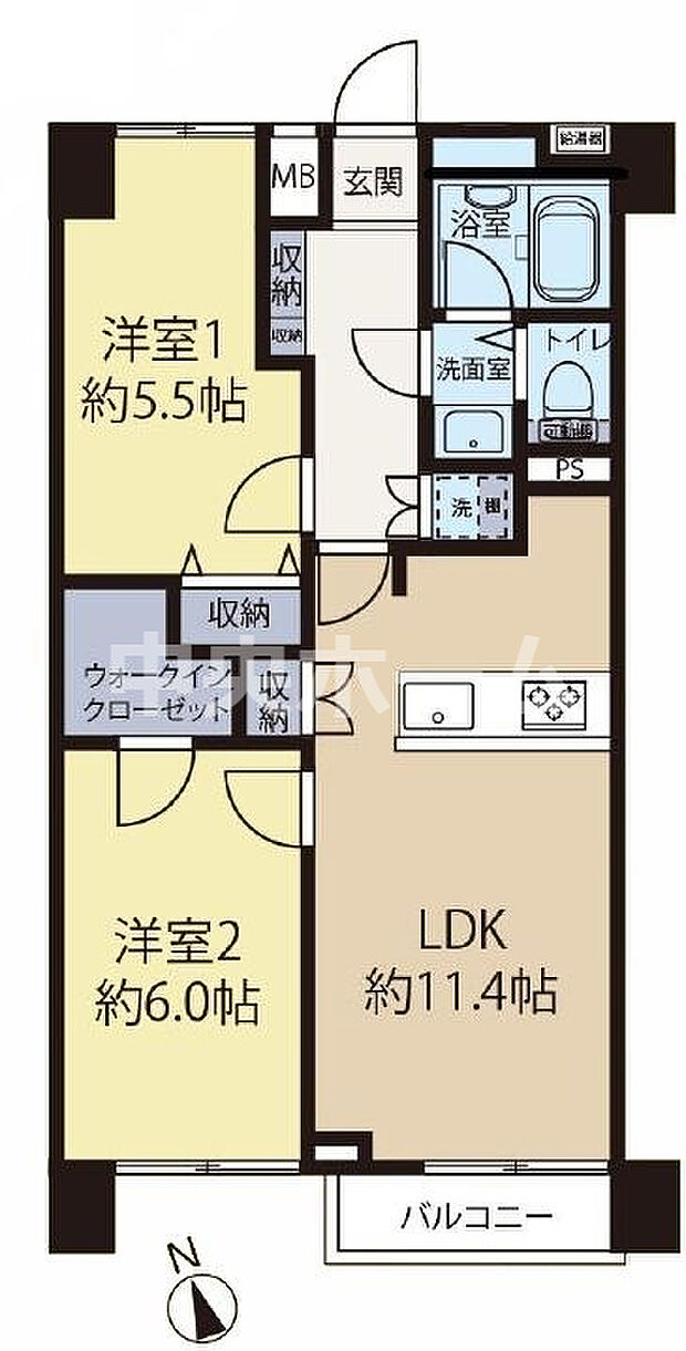 南向きにつきまして日当り・通風良好。新規リノベーション施工が完了致しましたのでいつでも内覧が可能です。