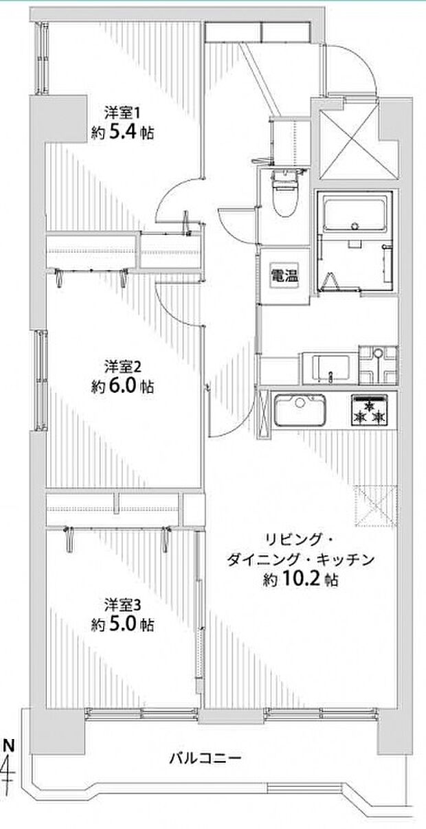 札幌市電 西線１１条駅まで 徒歩7分(3LDK) 4階の間取り