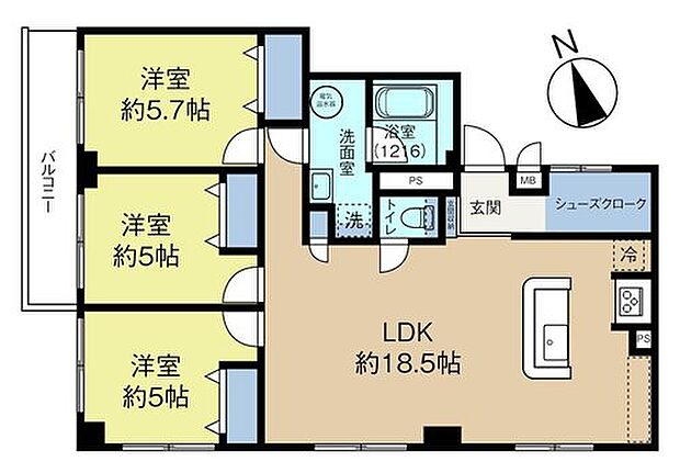 ライオンズガーデン花小金井(3LDK) 5階/502の間取り