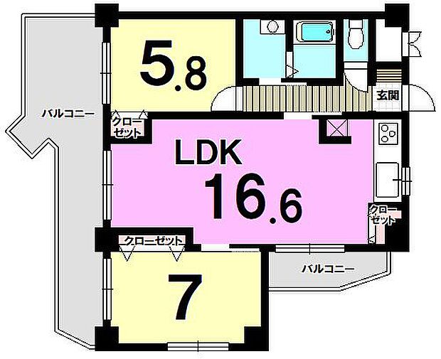 ロワールマンション南福岡5(2LDK) 2階の間取り